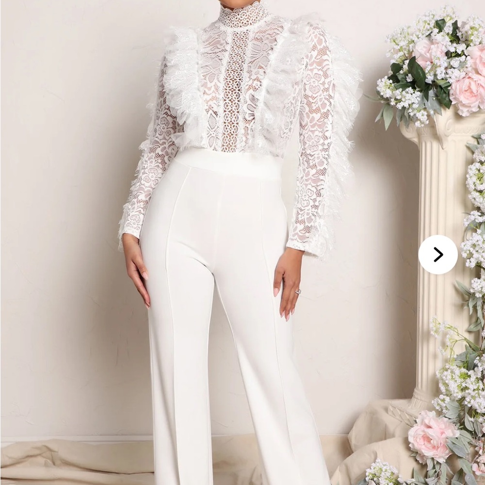 Fashion Nova White Lace Jumpsuit
